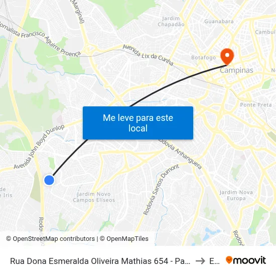 Rua Dona Esmeralda Oliveira Mathias 654 - Parque Res. Vila União Campinas - SP 13060-721 Brasil to Esamc map