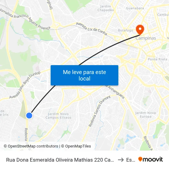 Rua Dona Esmeralda Oliveira Mathias 220 Campinas - São Paulo 13060 Brasil to Esamc map