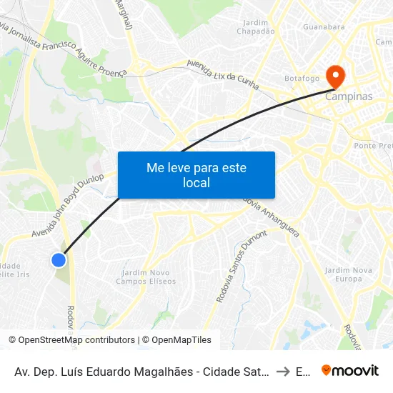Av. Dep. Luís Eduardo Magalhães - Cidade Satélite Íris Campinas - SP 13059-590 Brasil to Esamc map