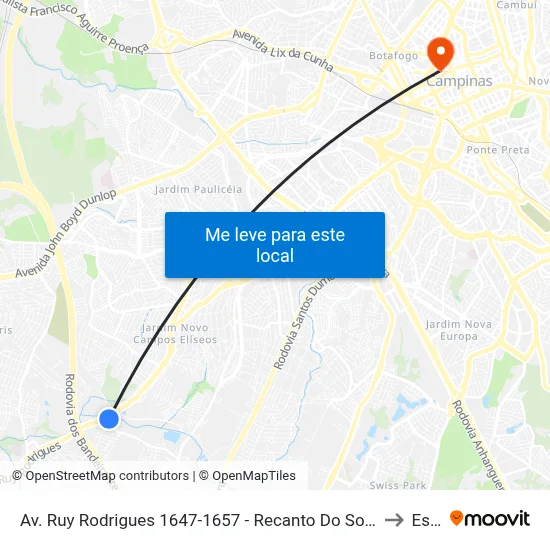 Av. Ruy Rodrigues 1647-1657 - Recanto Do Sol I Campinas - SP 13056-679 Brasil to Esamc map