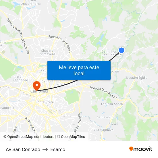 Av San Conrado to Esamc map