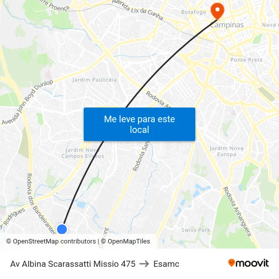 Av Albina Scarassatti Missio 475 to Esamc map
