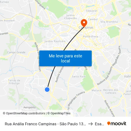 Rua Anália Franco Campinas - São Paulo 13054 Brasil to Esamc map