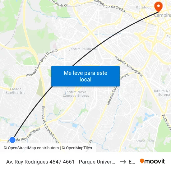 Av. Ruy Rodrigues 4547-4661 - Parque Universitario De Viracopos Campinas - SP Brasil to Esamc map
