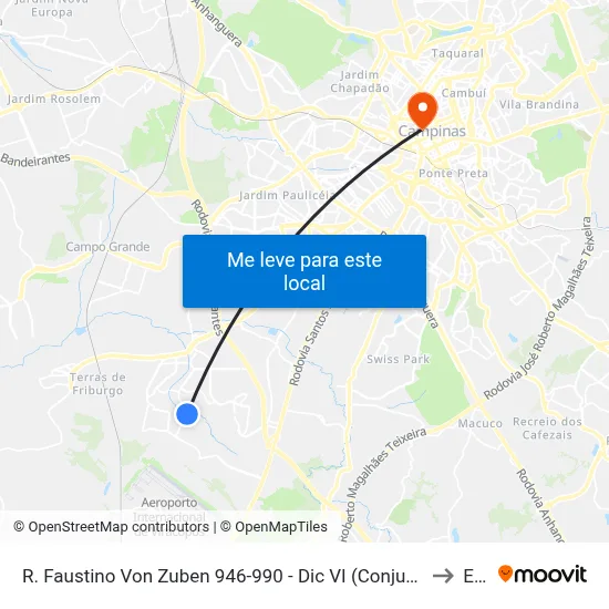 R. Faustino Von Zuben 946-990 - Dic VI (Conjunto Hab. Santo Dias Silva) Campinas - SP 13054-608 Brasil to Esamc map