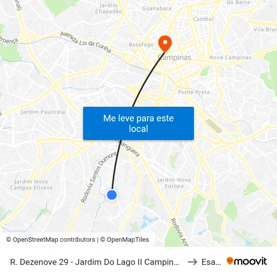 R. Dezenove 29 - Jardim Do Lago II Campinas - SP Brasil to Esamc map