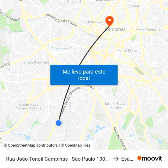 Rua João Tonoli Campinas - São Paulo 13051 Brasil to Esamc map