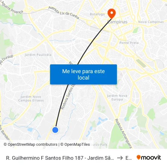 R. Guilhermino F Santos Filho 187 - Jardim São José Campinas - SP 13051-161 Brasil to Esamc map