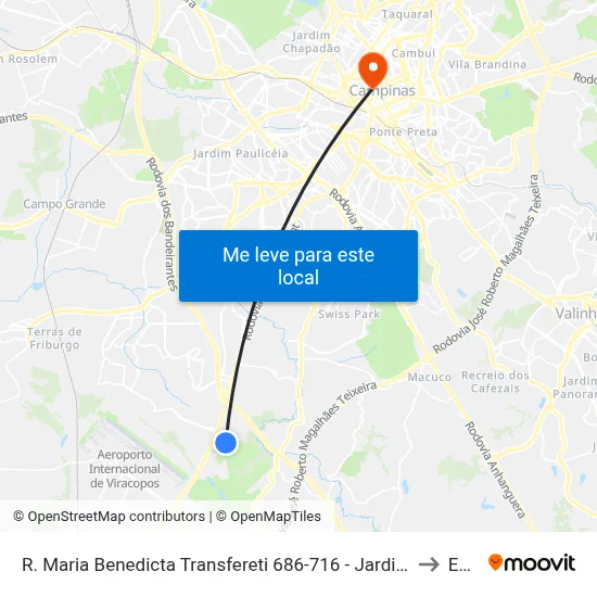 R. Maria Benedicta Transfereti 686-716 - Jardim Nova America Campinas - SP Brasil to Esamc map