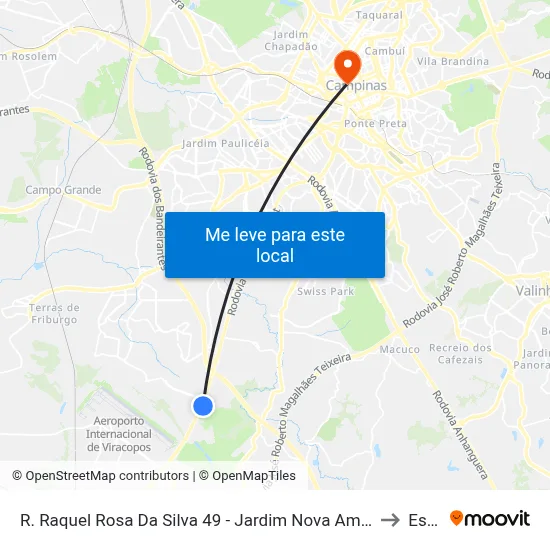 R. Raquel Rosa Da Silva 49 - Jardim Nova America Campinas - SP Brasil to Esamc map