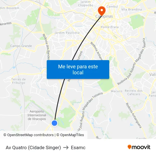 Av Quatro (Cidade Singer) to Esamc map