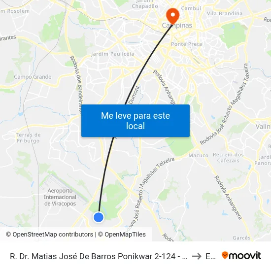 R. Dr. Matias José De Barros Ponikwar 2-124 - Jardim Campo Belo Campinas - SP 13053-123 Brasil to Esamc map