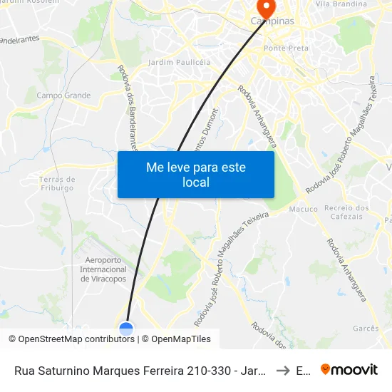 Rua Saturnino Marques Ferreira 210-330 - Jardim Fernanda Campinas - SP 13053-636 Brasil to Esamc map