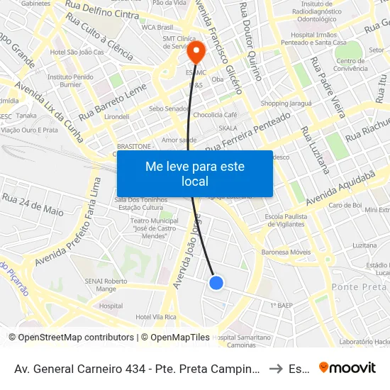 Av. General Carneiro 434 - Pte. Preta Campinas - SP 13041-306 Brasil to Esamc map