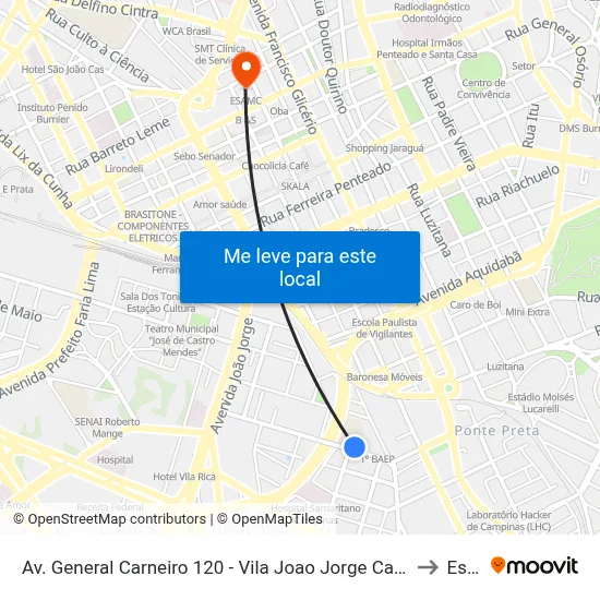 Av. General Carneiro 120 - Vila Joao Jorge Campinas - SP 13041-306 Brasil to Esamc map