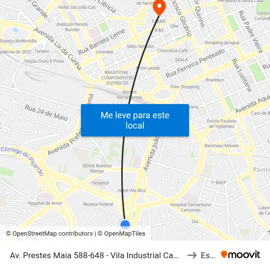 Av. Prestes Maia 588-648 - Vila Industrial Campinas - SP 13035-680 Brasil to Esamc map