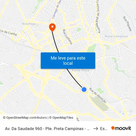 Av. Da Saudade 960 - Pte. Preta Campinas - SP 13041-670 Brasil to Esamc map