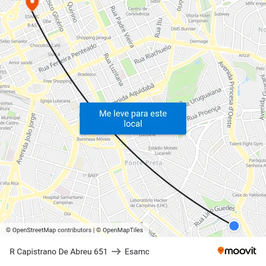R Capistrano De Abreu 651 to Esamc map