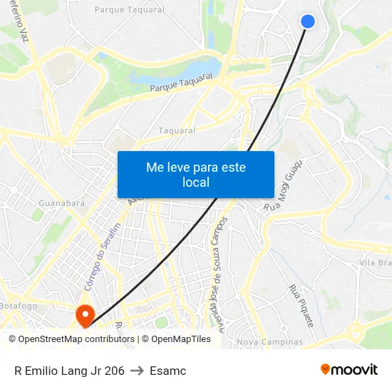 R Emilio Lang Jr 206 to Esamc map