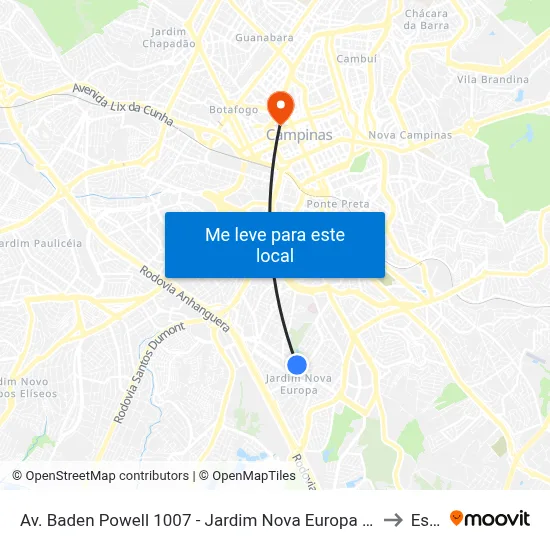 Av. Baden Powell 1007 - Jardim Nova Europa Campinas - SP 13040-093 Brasil to Esamc map