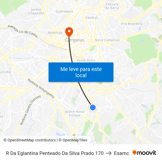R Da Eglantina Penteado Da Silva Prado 170 to Esamc map