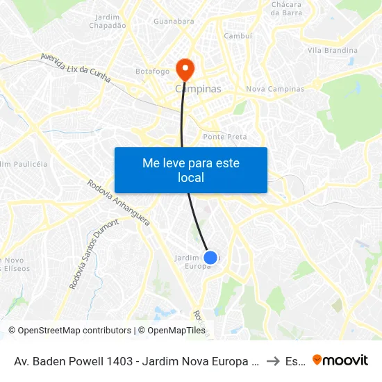 Av. Baden Powell 1403 - Jardim Nova Europa Campinas - SP 13040-093 Brasil to Esamc map