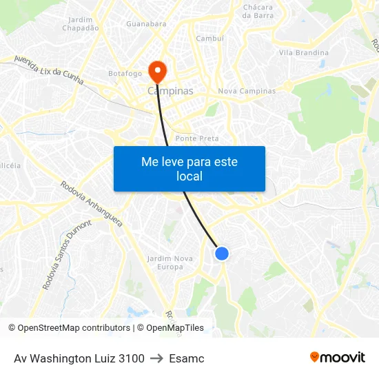 Av Washington Luiz 3100 to Esamc map