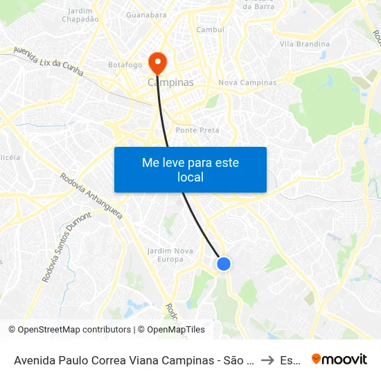 Avenida Paulo Correa Viana Campinas - São Paulo 13044 Brasil to Esamc map