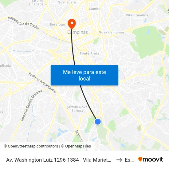 Av. Washington Luiz 1296-1384 - Vila Marieta Campinas - SP Brasil to Esamc map