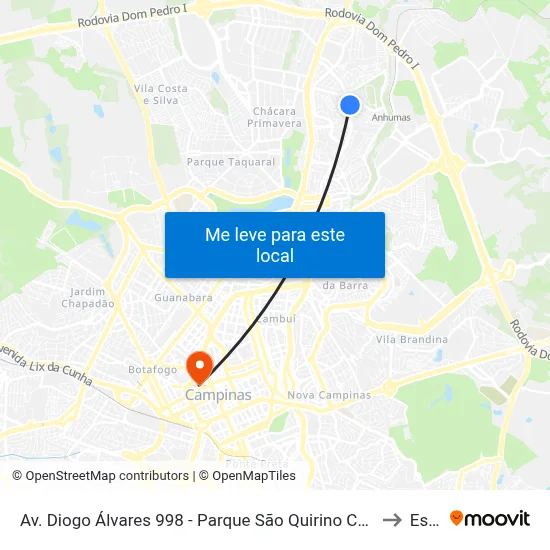 Av. Diogo Álvares 998 - Parque São Quirino Campinas - SP 13088-221 Brasil to Esamc map