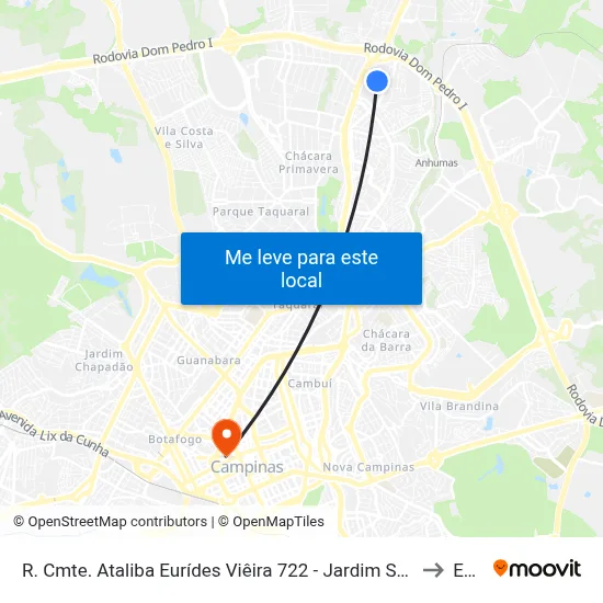 R. Cmte. Ataliba Eurídes Viêira 722 - Jardim Santana Campinas - SP 13088-648 Brasil to Esamc map