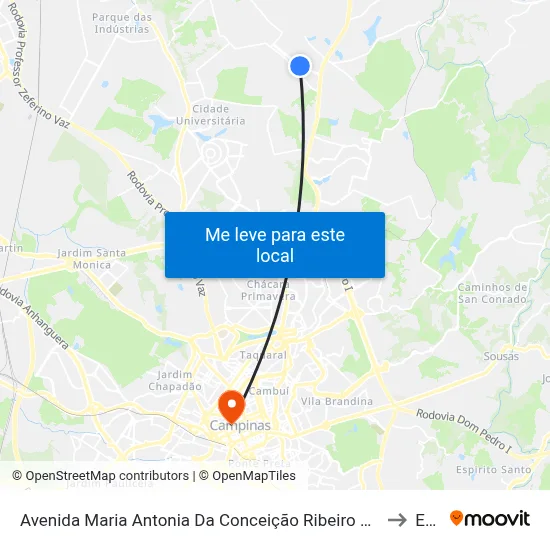 Avenida Maria Antonia Da Conceição Ribeiro Dos Santos Campinas - São Paulo 13086 Brasil to Esamc map