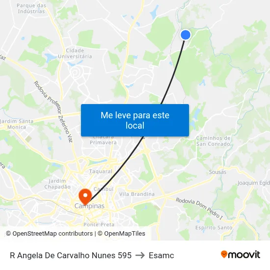 R Angela De Carvalho Nunes 595 to Esamc map