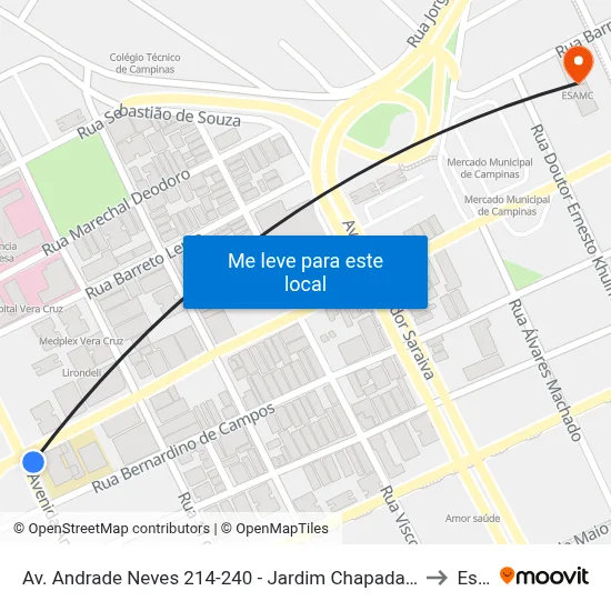 Av. Andrade Neves 214-240 - Jardim Chapadao Campinas - SP 13070-001 Brasil to Esamc map