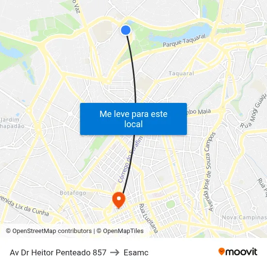 Av Dr Heitor Penteado 857 to Esamc map