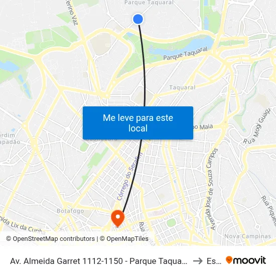 Av. Almeida Garret 1112-1150 - Parque Taquaral Campinas - SP 13087-291 Brasil to Esamc map