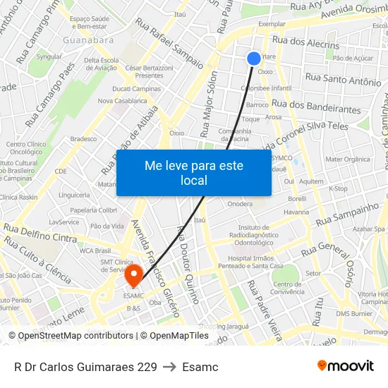 R Dr Carlos Guimaraes 229 to Esamc map