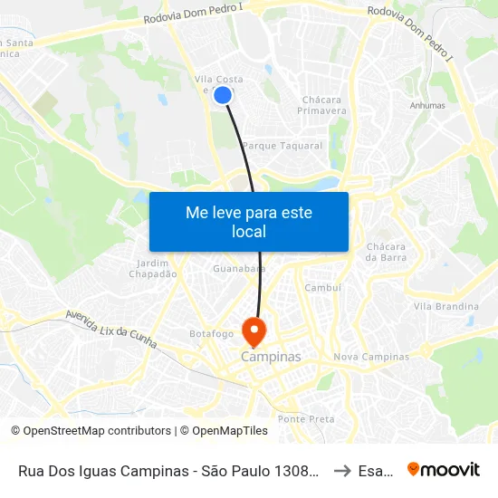 Rua Dos Iguas Campinas - São Paulo 13081 Brasil to Esamc map