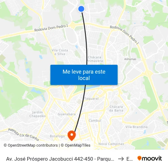 Av. José Próspero Jacobucci 442-450 - Parque Das Universidades Campinas - SP Brasil to Esamc map