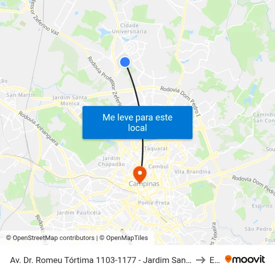 Av. Dr. Romeu Tórtima 1103-1177 - Jardim Santa Genebra II (Barao Geraldo) Campinas - SP 13084-791 Brasil to Esamc map