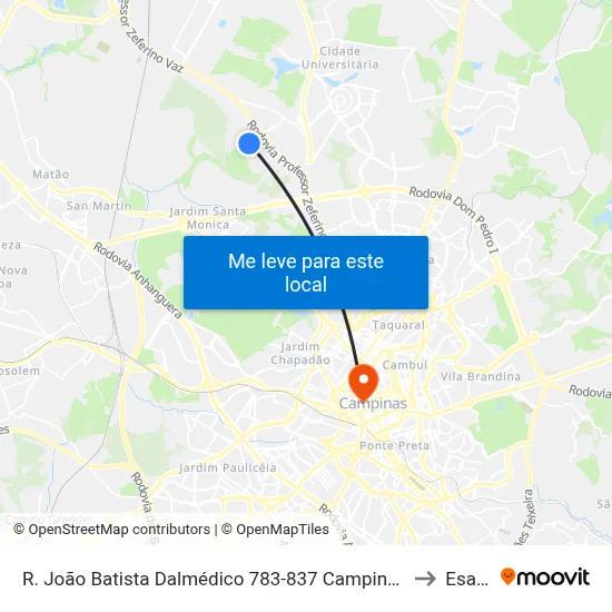 R. João Batista Dalmédico 783-837 Campinas - SP Brasil to Esamc map
