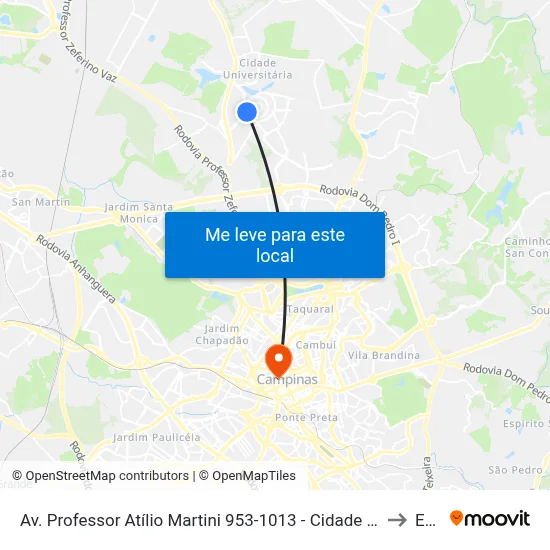Av. Professor Atílio Martini 953-1013 - Cidade Universitária Campinas - SP 13083-830 Brasil to Esamc map