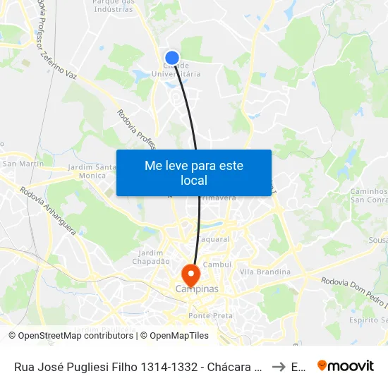 Rua José Pugliesi Filho 1314-1332 - Chácara Santa Margarida Campinas - SP Brasil to Esamc map
