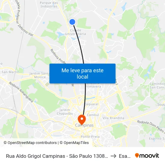 Rua Aldo Grigol Campinas - São Paulo 13085 Brasil to Esamc map