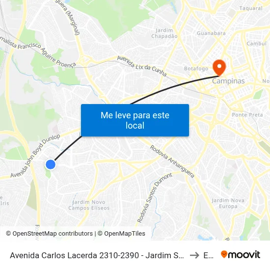Avenida Carlos Lacerda 2310-2390 - Jardim Santa Lucia Campinas - SP 13060-518 Brasil to Esamc map