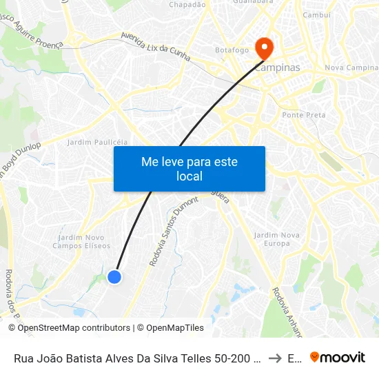 Rua João Batista Alves Da Silva Telles 50-200 - Jardim Indianopolis Campinas - SP 13050-211 Brasil to Esamc map