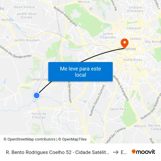 R. Bento Rodrigues Coelho 52 - Cidade Satélite Íris Campinas - SP 13059-585 Brasil to Esamc map
