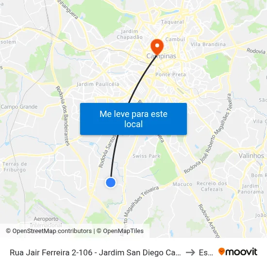 Rua Jair Ferreira 2-106 - Jardim San Diego Campinas - SP 13052-573 Brasil to Esamc map