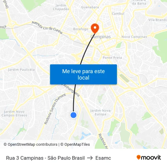 Rua 3 Campinas - São Paulo Brasil to Esamc map