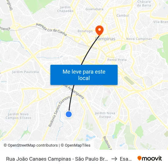 Rua João Canaes Campinas - São Paulo Brasil to Esamc map